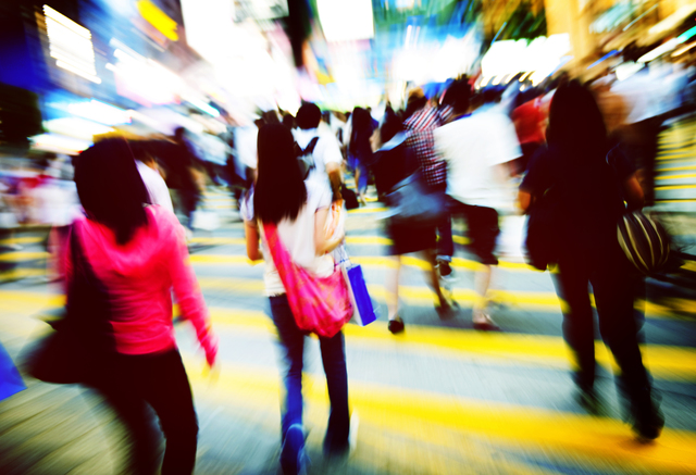 Pedestrain Walkway Crosswalk Crowded Consumerism Concept